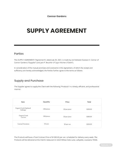 FREE 14 Supply Agreement Templates In PDF MS Word