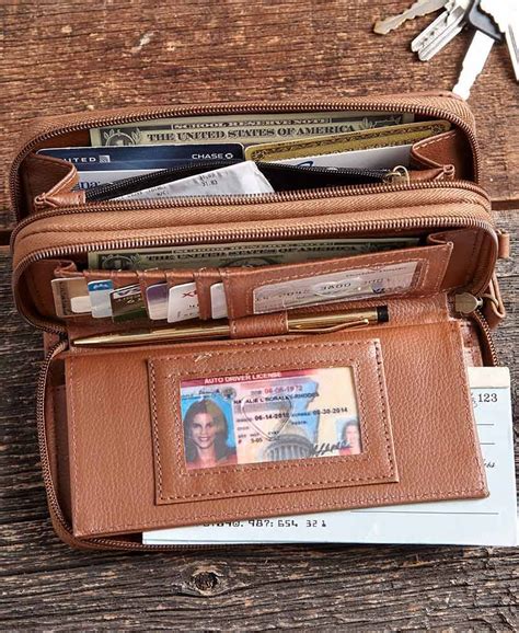 Stone Mountain Double Zip Around Leather Organizer Wallets