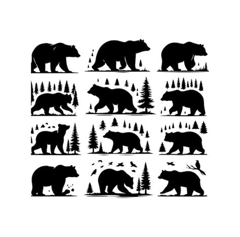 Premium Vector Bear Silhouette Isolated On The White Background