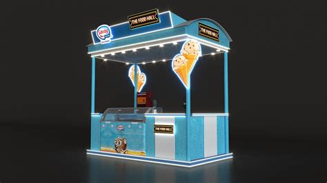 Ice Cream Booth Design Blue Ice Cream Kiosk Mall Inside Ice Cream Snack Bar