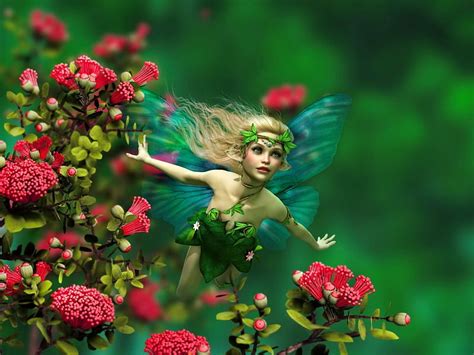 Spring Fairy Pretty Fantasy Flying Flowers Bonito Spring Fairy