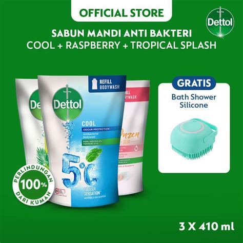 Jual Dettol Body Wash 410 G Cool Raspberry Tropical Splash Free