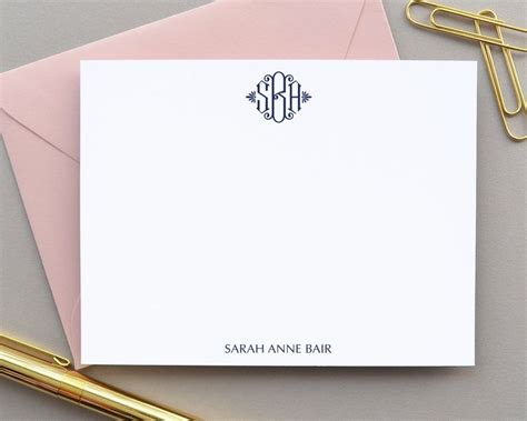 Monogram Stationary Monogrammed Note Card Personalized Note Cards Set