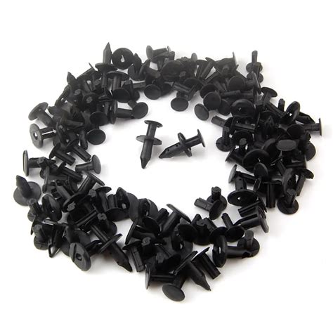 50pcs Nylon 8mm Hole Plastic Rivet Fastener Push Clips Blk Nylon Auto Fender 6503598 For Edge