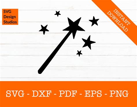 Magic Wand Svg Silhouette Shadow Svg Cut File Png Dxf Etsy