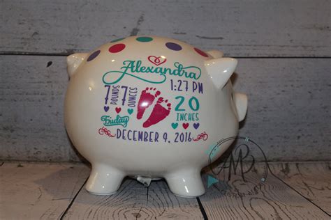 Personalized Piggy Bank With Name and Birthday Information ACTUAL ...