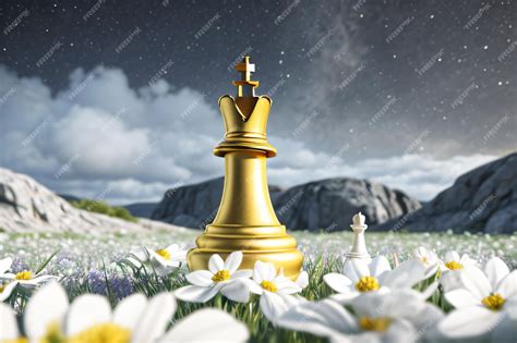 Premium Photo A Chess Piece In A Field Of Flowers With A Sky