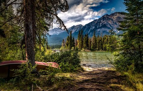 Wallpaper Landscape Forest Boat Lake Nature Reflection River