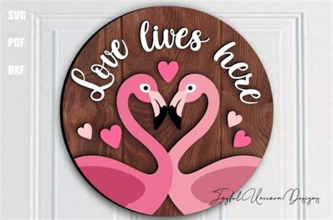 Love Lives Here Sign Svg Flamingo Sign Graphic By Joyfulunicorn