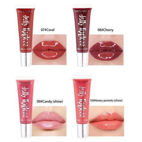 Cheap Handaiyan Moisturize Jelly Lip Gloss Longlasting Glitter Red Nude