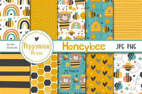 HoneyBee Paper Set By Poppymoon Design TheHungryJPEG