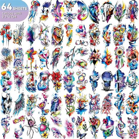 79 Sheets Realistic Temporary Tattoos For Women Watercolor Arm Fake