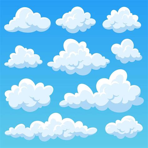 Cartoon clouds in the blue sky, vector collection 10594897 Vector Art at Vecteezy