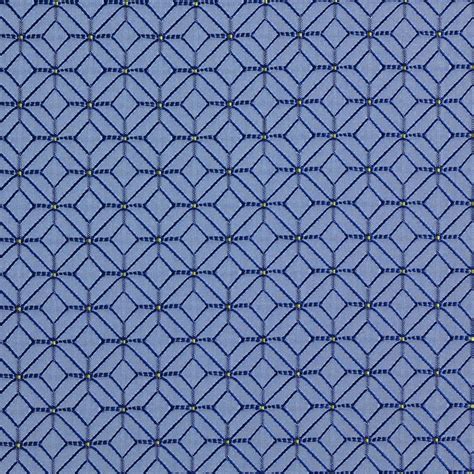 Dark Blue And Light Blue Abstract Diamond Damask Upholstery Fabric