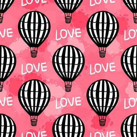 Vector Seamless Pattern Hot Air Balloon Stock Vector Illustration Of