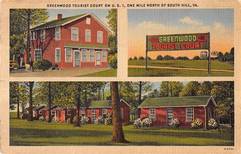 South Hill Virginia Greenwood Tourist Court Motel On Us 1 Antique Pc