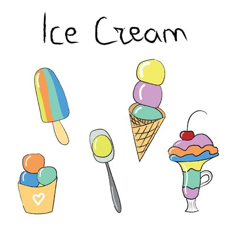 Ice Cream Hand Drawn Doodle Set Vector Art At Vecteezy