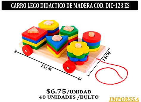 CARRO LEGO DIDACTICO DE MADERA COD DIC 123 ES Imporssa