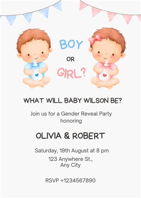 Page 2 Free Custom Printable Gender Reveal Invitation Templates Canva