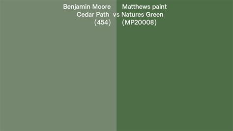 Benjamin Moore Cedar Path 454 Vs Matthews Paint Natures Green