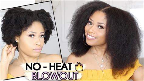 Blowout On Natural Hair Curly To Straight Hair Tutorial Using A Round