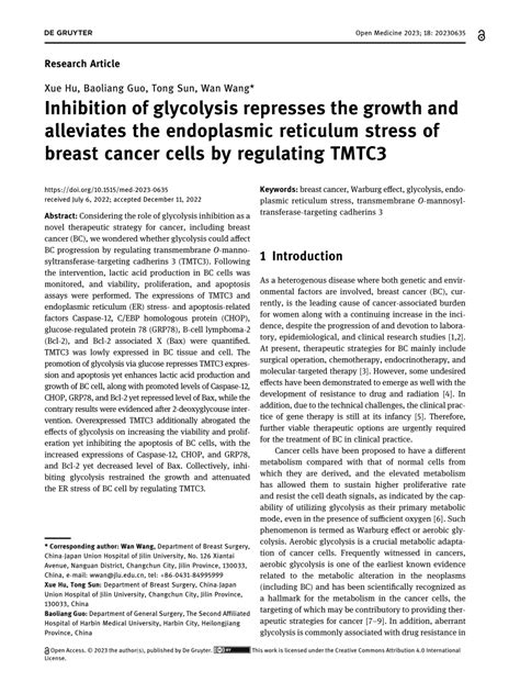 PDF Inhibition Of Glycolysis Represses The Growth And Alleviates The