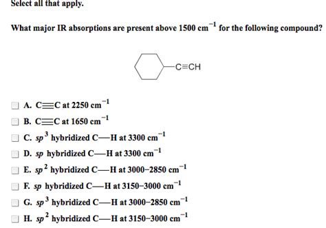 Solved What Major Ir Absorptions Are Present Above Cm Chegg