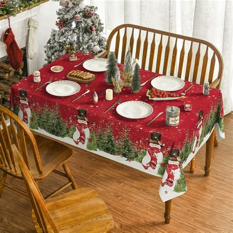 HoralDaily Christmas Tablecloth 60x120 Inch Rectangle Snowman Xmas