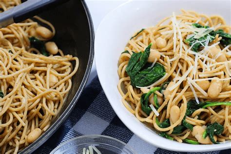 Pasta With Garlic Spinach And White Beans