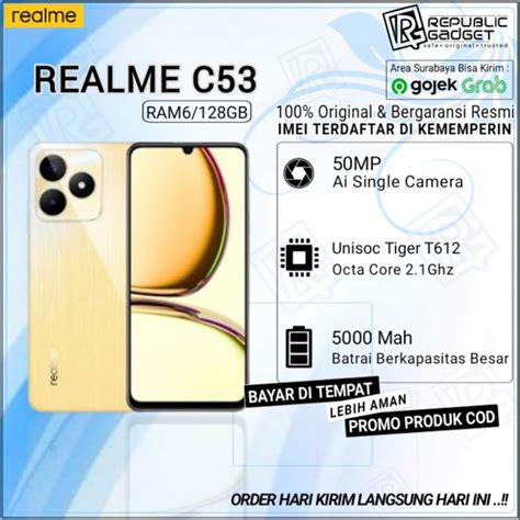 Jual REALME C53 RAM6 128GB New Segel Original Garansi Resmi Realme