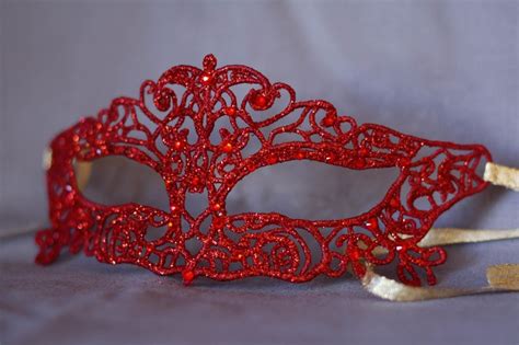 Rusty Red Red Lace Masquerade Mask Fit For Masquerade Ball Etsy