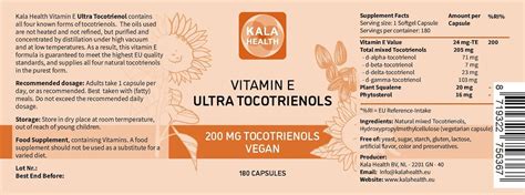 Kala Health Ultra Tocotrienol 200mg Vitamin E Complex Vegan With All