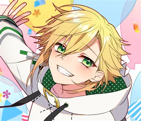 1boy Male Focus Green Eyes Solo Blonde Hair Hood Smile Illustration Images