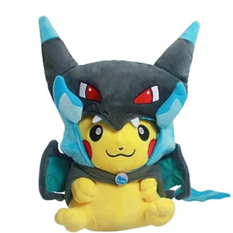 Pelúcia Pikachu Mega Charizard X Pokemon 23cm Antialgérico Submarino