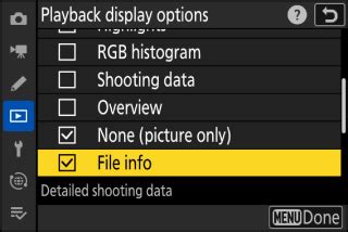 New Playback Display Option File Info