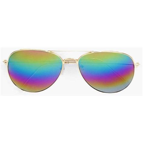 Boohoo Rose Rainbow Lense Metal Frame Aviators Retro Aviator Sunglasses Rose Gold Aviators