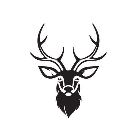 Deer Head Silhouette Stag Head With Big Horns Vector Illustration