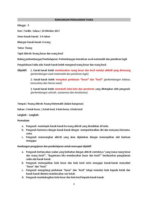 Lesson Plan Taska Permata New Template Pdf