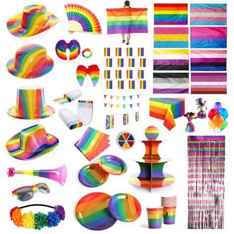 Gay Pride Fancy Dress Accessory Rainbow Hats Partyware Lgbt Parade