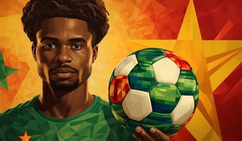 Premium Ai Image A Man Holding A Soccer Ball And A Flag Of Cameroon