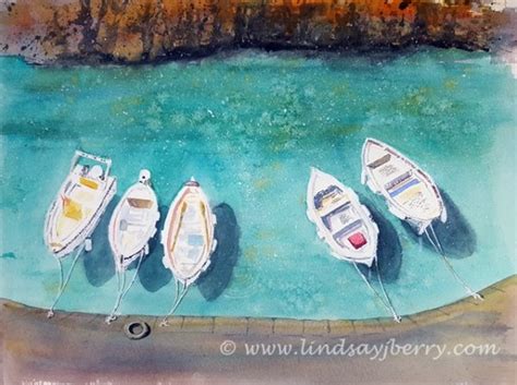 Lindsay J Berry Watercolours Five Afloat