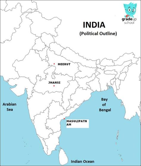 On The Political Map Of India Locate The Following A Masulipatnam