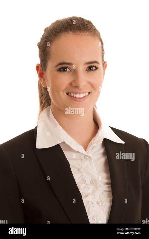 Corporate Portrait Of A Beautiful Business Woman Isolated Over White