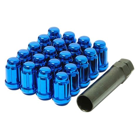 Wheel Mate® 41885u Muteki Blue Cone Seat Spline Short Closed End Lug Nuts