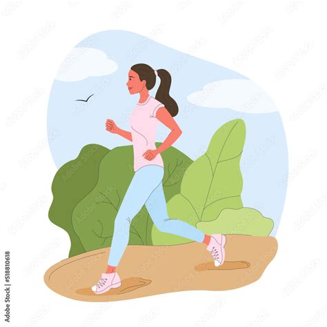 Woman Jogging Cartoon