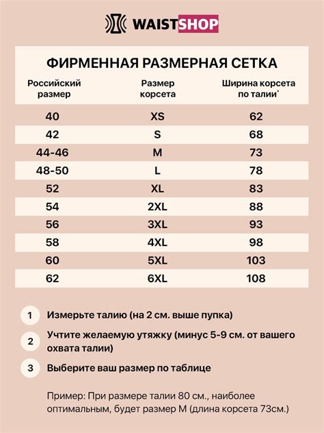 Waistshop - Как подобрать размер