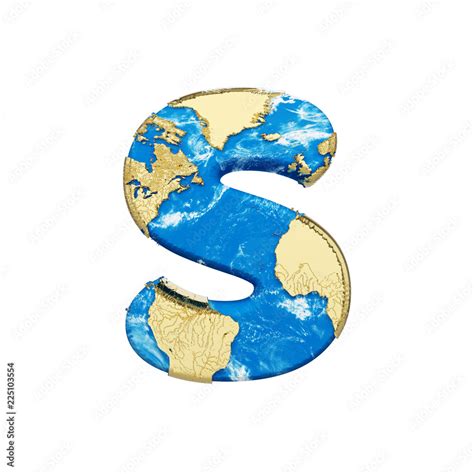 World Earth Globe Alphabet Letter S Uppercase Global Worldwide Font