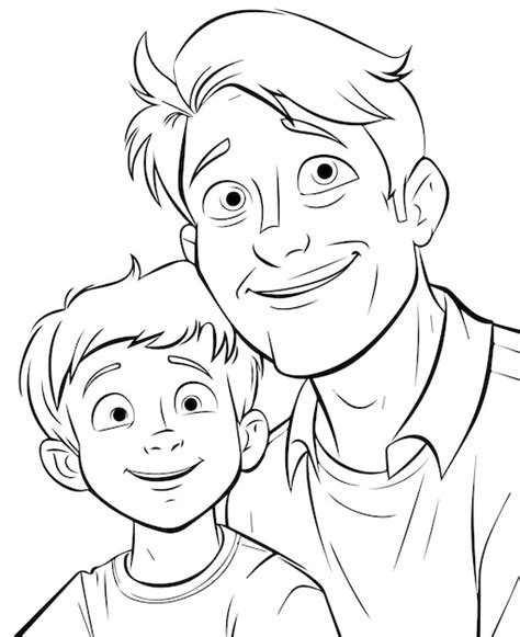 Premium Vector Hand Drawn Vector Coloring Page Of Father And Son