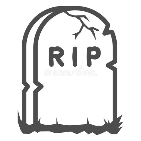 Headstone Line Icon Halloween Concept Grave Stone Sign On White