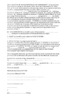 Modele De Dsv Declaration De Souscription Et De Versement Cf Art De L